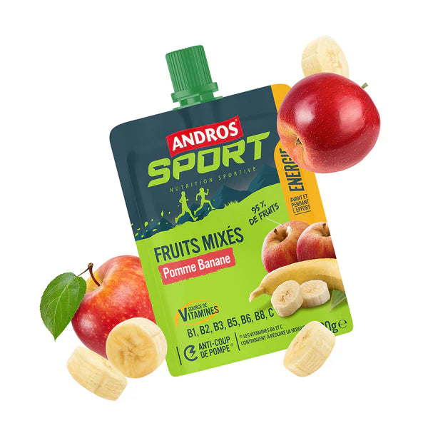 Compote Gourde de fruits mixés Andros Sport vitaminée Pomme Banane - Clubinsport
