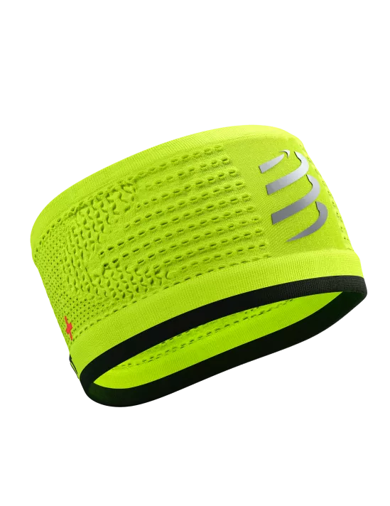 Bandeau Compressport Thin Headband On/Off jaune fluo - Clubinsport