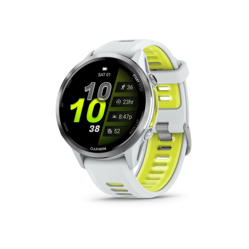 Montre cardio gps Garmin Forerunner 970 blanc 51mm bracelet blanc