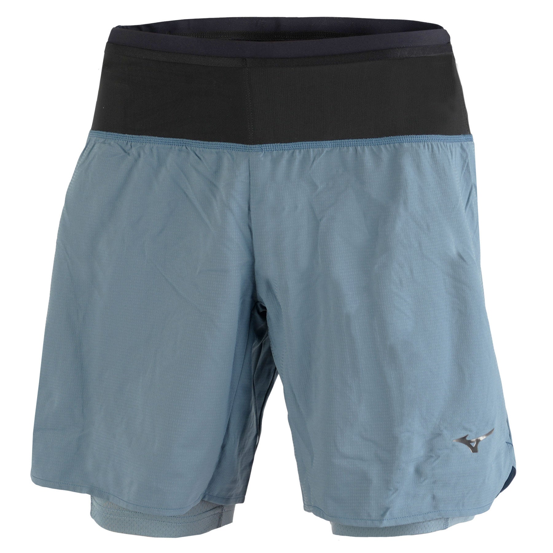 Short homme Mizuno trail ER 2 en 1 bleu