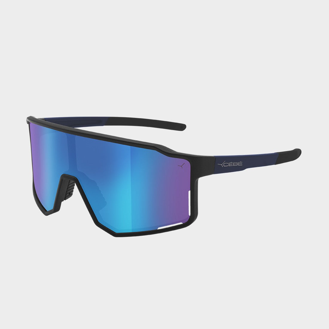 Lunettes Cébé Outflow S Cadre mat noir bleu marine Verre miroir bleu saphir cat 3