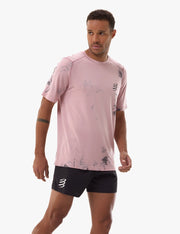 Tee-shirt manches courtes homme Compressport rose Eat My Dust
