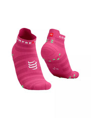 Chaussettes Compressport Ultralight Run noir fluo et fushia basses