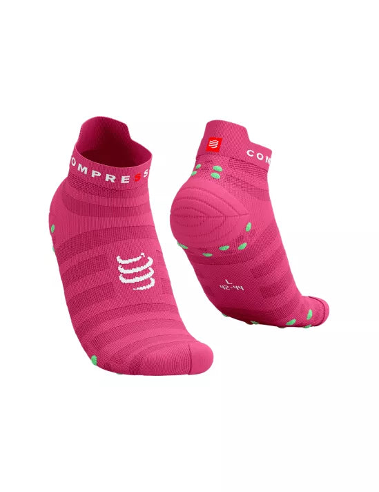 Chaussettes Compressport Ultralight Run noir fluo et fushia basses