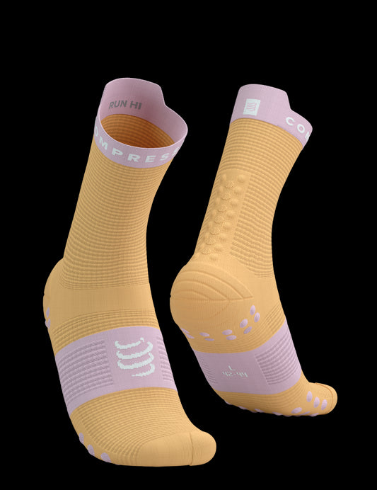 Chaussettes Compressport Pro Racing Socks v4.0 ORANGE ET ROSE hauteur quarter