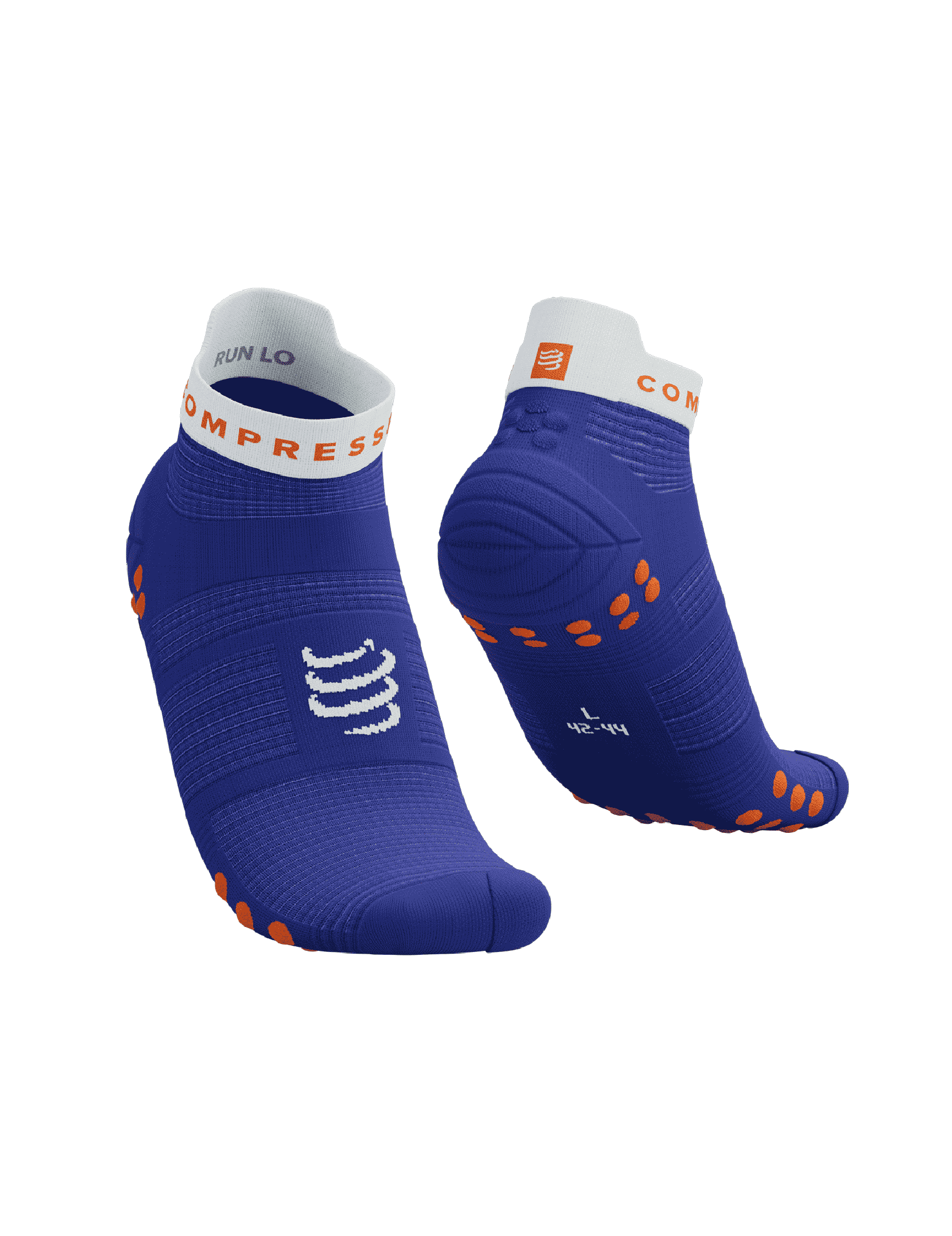 Chaussettes Compressport Pro Racing Socks v4.0 Bleu dazz et blanc basses - Clubinsport