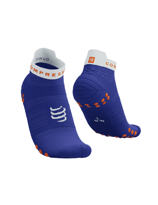 Chaussettes Compressport Pro Racing Socks v4.0 Bleu dazz et blanc basses - Clubinsport
