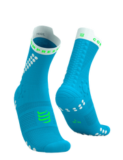 Chaussettes Compressport Pro Racing Socks v4.0 Trail hautes bleu neon
