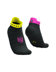 Chaussettes Compressport Pro Racing Socks v4.0 Noir et jaune/fushia - Clubinsport