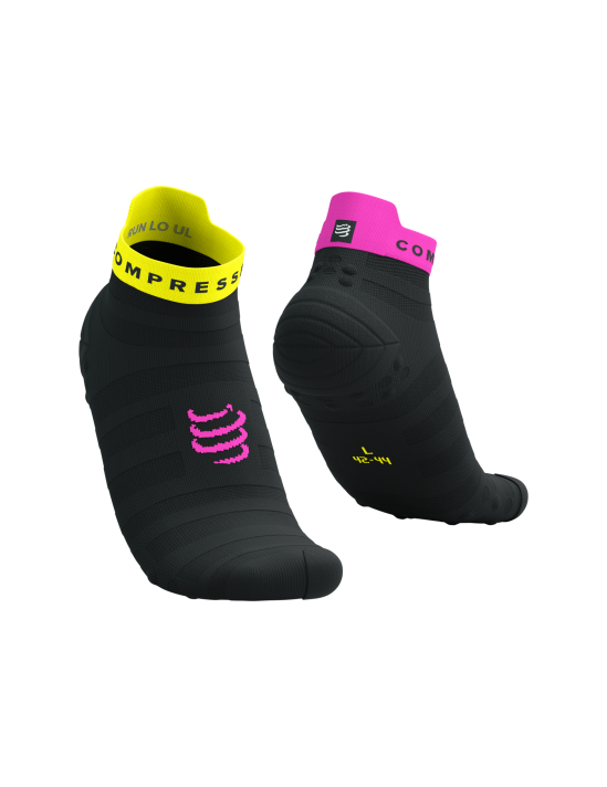 Chaussettes Compressport Pro Racing Socks v4.0 Noir et jaune/fushia - Clubinsport