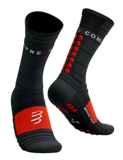Chaussettes hiver mérino Compressport Pro Racing Socks Winter Run noir et rouge