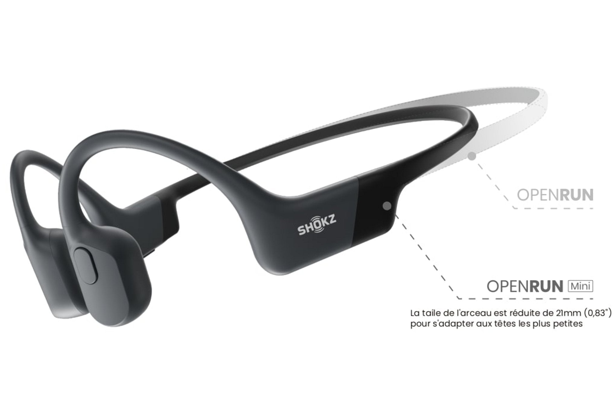 Casque à Conduction Osseuse Shokz Aeropex openrun Mini noir - Clubinsport