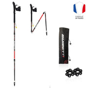Bâtons de Trail Guidetti aluminium Platinium noir et rouge made in France - Clubinsport
