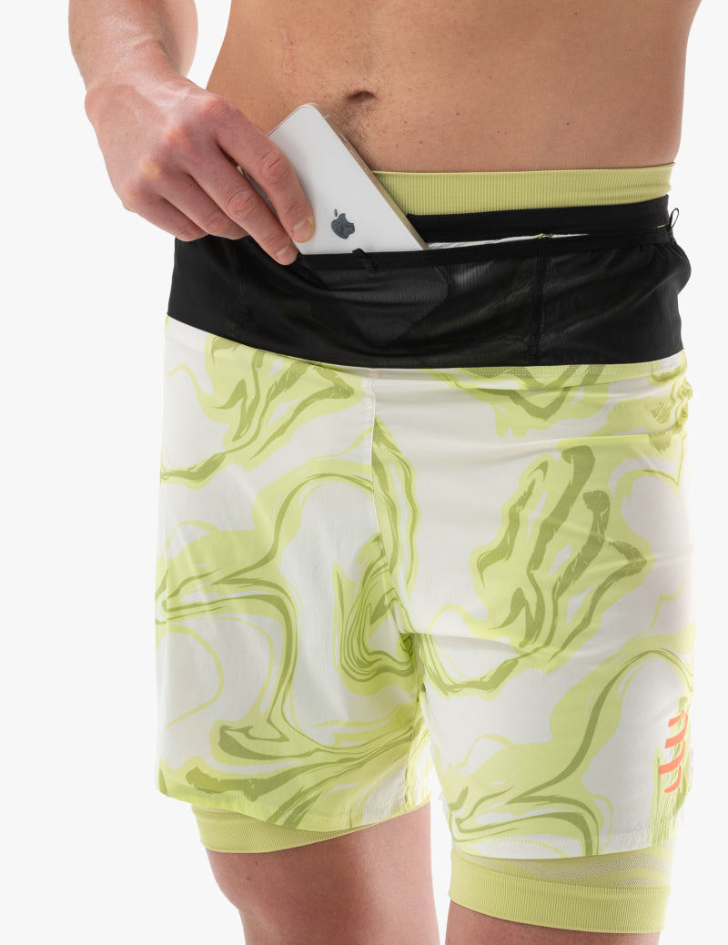 Short homme Compressport Trail Racing 2-In-1 Short green camo