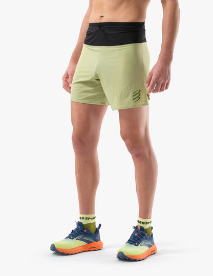 Short homme Compressport Trail Racing OverShort jaune citron