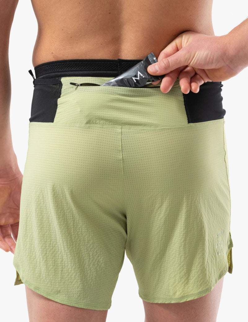 Short homme Compressport Trail Racing OverShort jaune citron