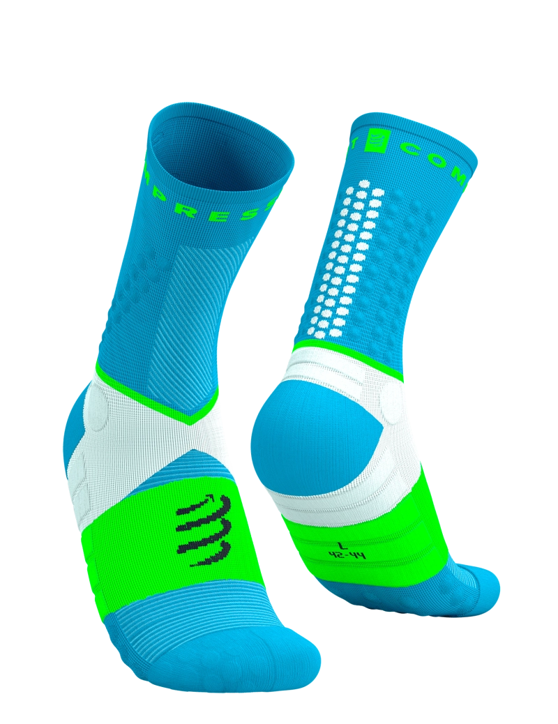 Chaussettes Compressport Ultra-trail Socks bleu neon vert